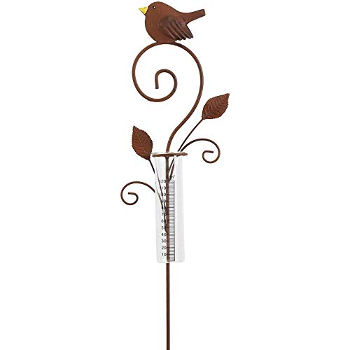 Produktfoto von SIDCO Regenmesser Gartenstab Vogel Metall Wetterstation Gartenstecker Rost Deko Garten