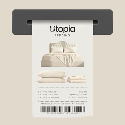 Image of Utopia Bedding Queen Size Sheet Set - 4 Piece Bed Sheets, Soft and Breathable Microfiber, Includes 1 Fitted Sheet, 1 Flat Sheet and 2 Pillowcases - Oeko Tex (Ivory)