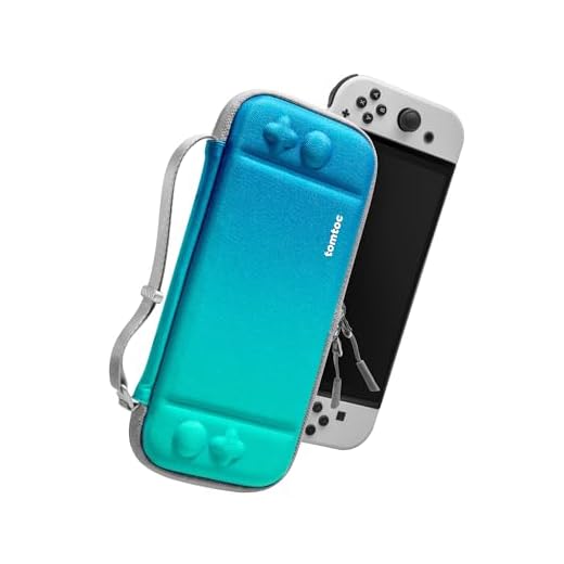 tomtoc Slim Carrying Case for Nintendo Switch / OLED Model, Protective Switch Sleeve with 10 Game Cartridges, Hard Portable Travel Case, with Original Patent and Military Grade Protection, Ocean Blue