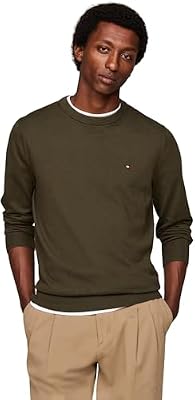 Tommy Hilfiger Jersey Hombre Crew Neck Regular Fit, Multicolor (Army Green), 3XL