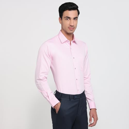 Image of Raymond Men Slim Fit Dobby Pattern Pure Cotton Semicutaway Collar Full Sleeve Formal Shirt