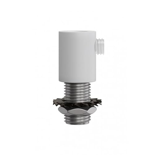 Serre-Câble Cylindrique Métal Blanc Mat avec Tige, Écrou et Rondelle - Accessoires de Fixation Métalliques