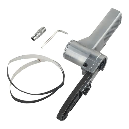 FUANA Lijadora de banda neumática de 10 x 330 mm, herramienta neumática con correas de lijado para metal, madera, plástico, vidrio, pulido y recorte, color plateado