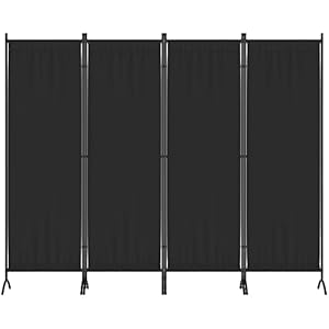 Morngardo Upgraded Room Divider Folding Privacy Screens 4 Panel Partitions 88″ Wall Dividers Portable Separating for Home Office Bedroom Dorm Decor (Black)