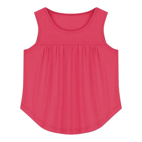 Girls Tank Top Summer Kids Sleeveless T Shirt Plain Loose Athletic Tee Pleated Cool Cotton Workout Tshirt Crewneck2