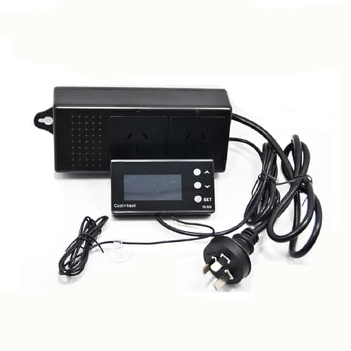 SagaSave Digitaler Dimm-Thermostat, LCD-Heiz- und Kühltemperaturregler, Steckdose für Aquarium, Reptilien-Inkubator (EU-Stecker)