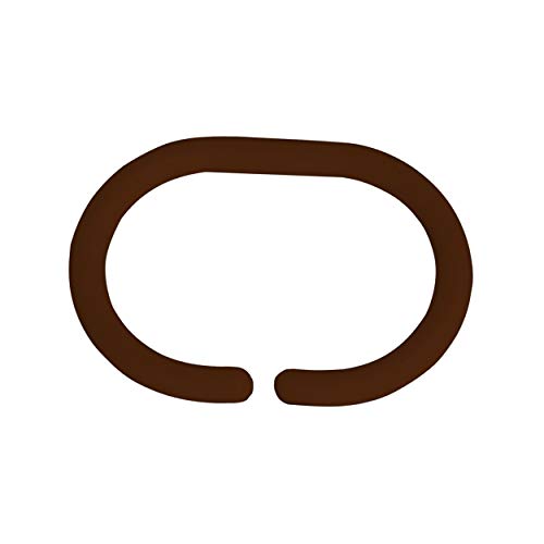 MSV 140853 -, Unidades 12 Anillas para Cortina de Ducha de plástico Polipropileno Chocolate 6 x 4 cm