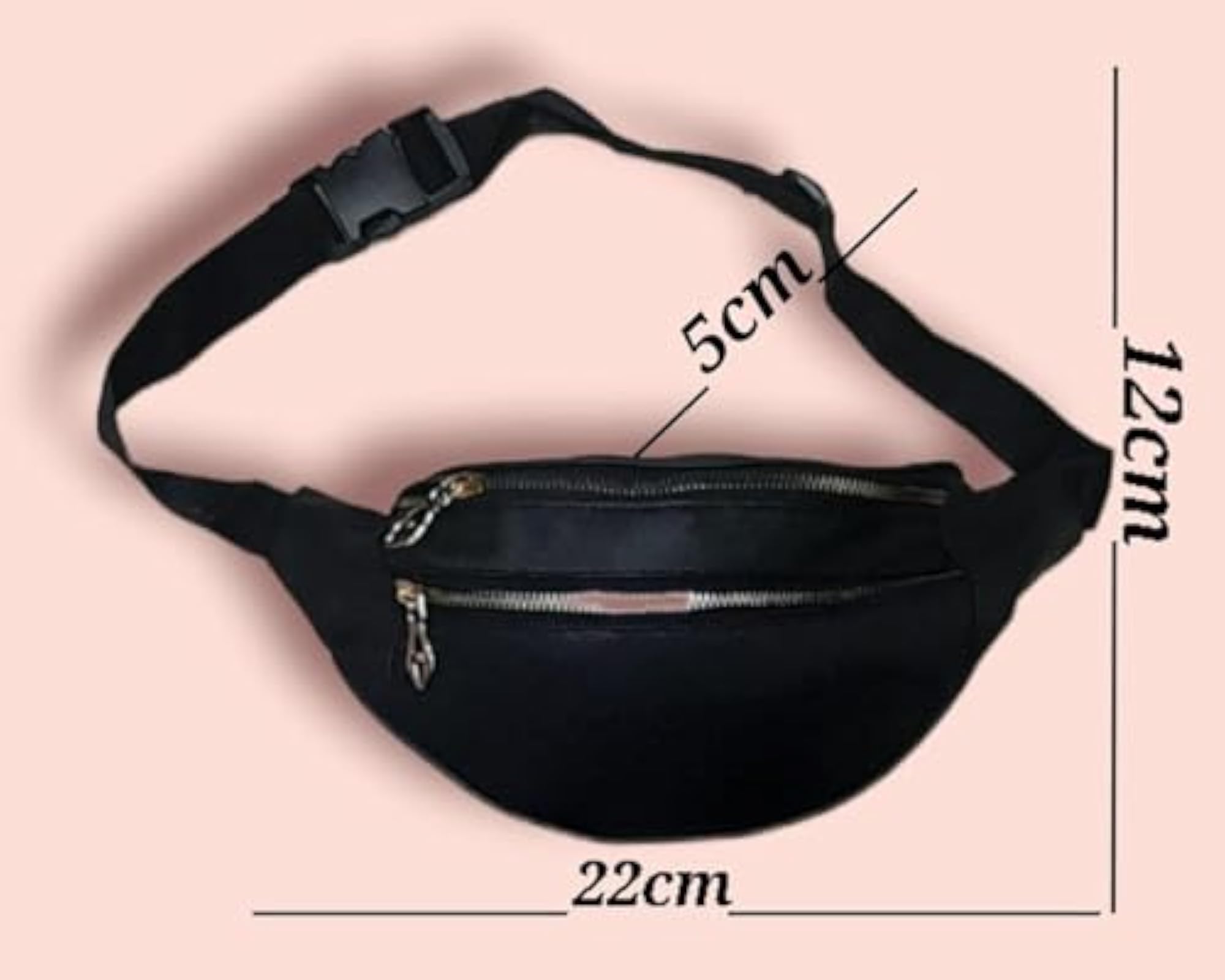 Black PU Leather Waist Bag for Travel