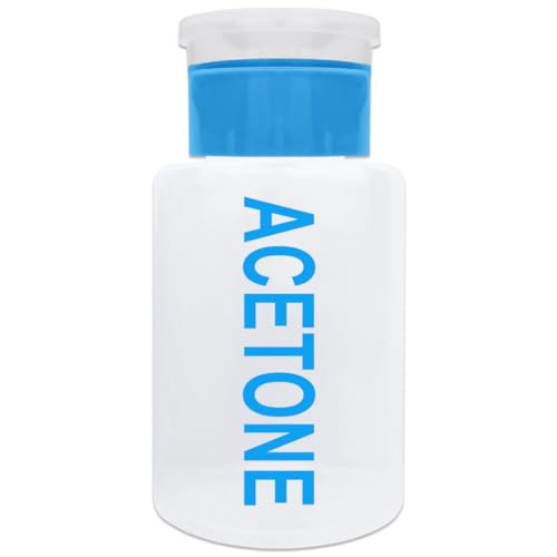 Beauticom 6 Oz Blue Push Down Acetone Labeled Dispenser Empty Bottle3