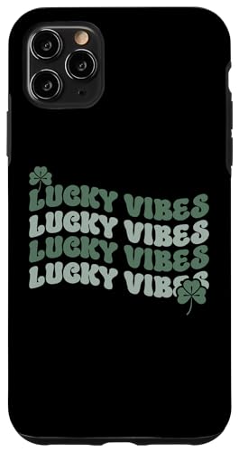 Carcasa para iPhone 11 Pro Max Retro Groovy St Patricks Day Lucky Vibes Frases duplicadas