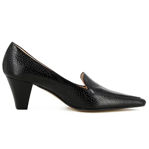 Image of LEHOOR Women Vintage Chunky Block Heel Pumps Shoes Square Pointed Toe Slip On Formal Office Work Business Loafers Shoes Suede Snakeskin Cone Heel Oxford Shoe Ladies Professional Chic Fall 4-11 M US