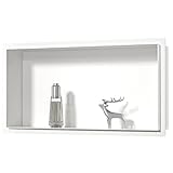 Bernkot Stainless Steel Shower Niche 24" X 12" White No Tile Needed Wall Niche Recessed Shower Shelf for Bathroom Storage Flush-Mount Installation