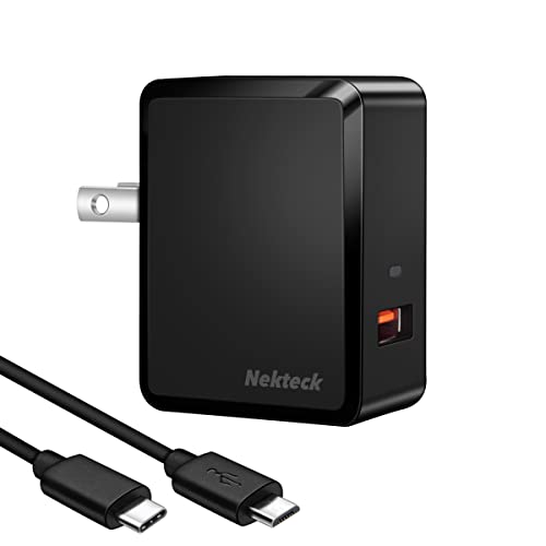 Quick Charge 3.0, Nekteck 18W 3Amp USB Wall Charger [Qualcomm Certified, UL Listed] with USB Type C Cable, Mirco USB Cable for iPhone 11 Pro Max, Samsung Galaxy (18W QC3.0)