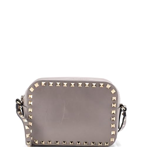 Valentino Garavani, Pre-Loved Rockstud Camera Crossbody Bag Leather, Gray