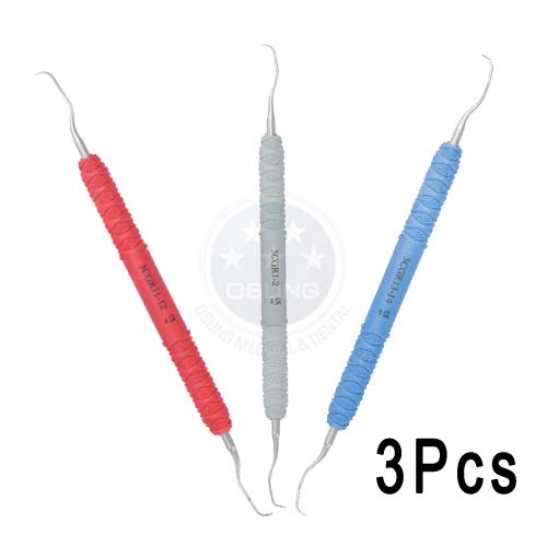 OSUNG Dental Standard Gracey Curettes Set Lightweight Handle, 3 pcs