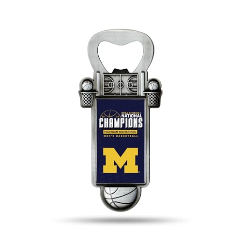 Rico Industries NCAA Michigan Wolverines 2026 Men's Basketball National Champions Magnetic Bottle Opener, Stainless Steel, Strong Magnet to Display on Fridge
