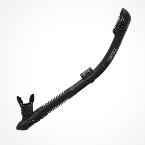 COPOZZ Dry Snorkel, Diving Snorkel for Snorkeling Scuba, Snorkel Gear with Top Dry Valve and Food Grade Silicone Mouthpiece for Adult Youth (Black)