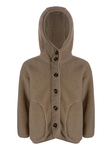 Little Girls Kids Polar Fleece Hoodie Jacket Long Sleeve Warm Thick Outerwear Button Closure Coat with Pockets