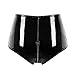 Women G-String Thongs High Gloss PVC Leather Sexy Open File Shaping Zipper High Waist Sexy Shorts sexy (Black, XXL)