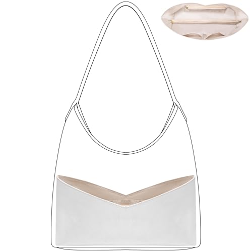 Organizador de bolsa compatível com bolsa Goyard para bolsa Hobo, bolsa organizadora leve atualizada com zíper (branco, hobo)