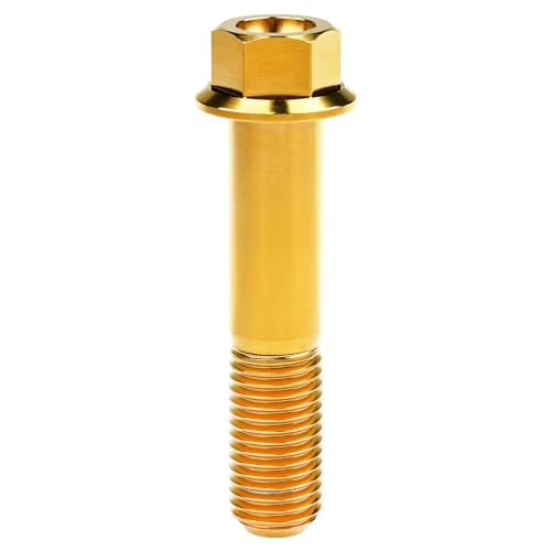 Image of Titanium Bolt M12 30 35 40 45 50 55 60 65 70 75 80 85 90mm Hex Small Flange Head for Motorcycle Car Modification Pack of 4 (M12x55mm Pitch 1.25, Gold)