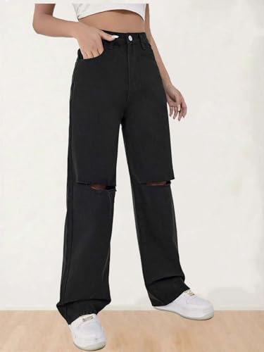 Image of KOTTY Women's High-Waist Button Relexed Fit Casual & Stylish Denim Jeans