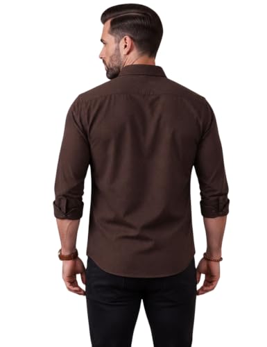 Image of NexaFlair Men's Regular Fit Solid Pattern Laffer Cotton Shirt with Long Sleeve Collared Neck Standard Length and Button Down Closure Type | Mens Casual Shirts | Man's Formal Shirts