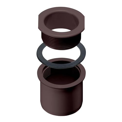 INEFA Ablaufstutzen zum Schrauben für Kastenrinne, PVC NW68/DN50 Dunkelbraun Einhangstutzen Dachrinnenzubehör, einfache Montage, Made in Germany