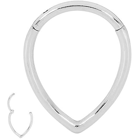 365 Sleepers Surgical Steel 16G 8mm 10mm Tear Drop Hinged Hoop Segment Nose Ring Helix Tragus Septum Earring Body Piercing Jewelry (10mm) Cover