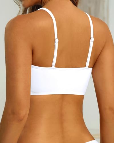 Image of Aqua Eve Women Bandeau Bikini Top Only Strapless Swim Top Tube Swimsuit | Removable Straps,Removable Soft Cups,Adjustable Straps,Full Lining,Stretch Fabric