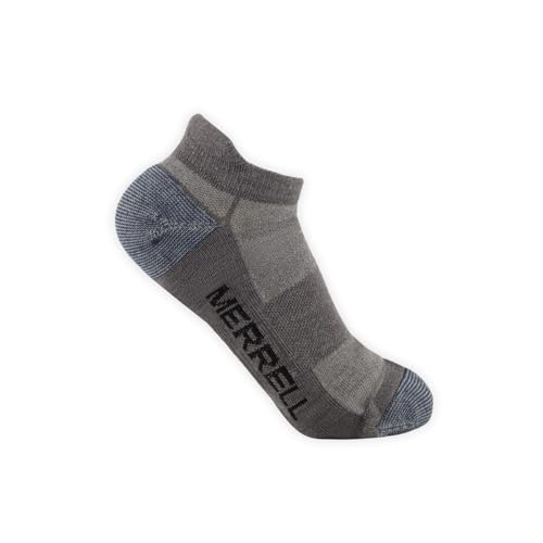 Image of Merrell Unisex 3-pack Trekker Outdoor Low Cut Socks, Wool Blend Moisture Wicking Hiking Socks