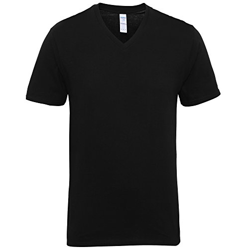 Gildan Mens Premium Cotton V Neck Short Sleeve T-Shirt (L) (Black)