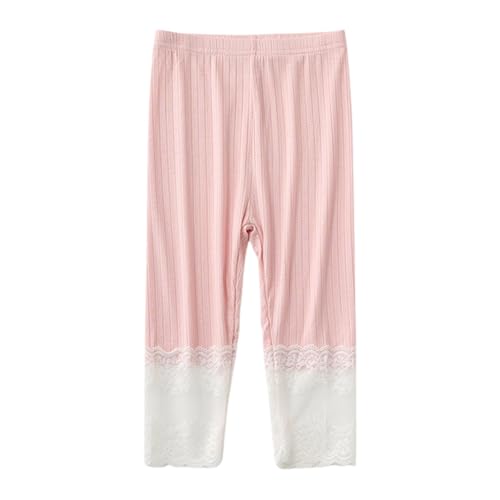 Girls Lace Patchwork Capris Leggings 3/4 Lenght Elastic Waist Casual Soft Modal Pants for Kids 3-12 Years