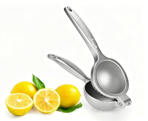 Novasteel Premium Manual Juicer - Handheld Zinc Alloy Lemon Squeezer for Citrus Fruits (Orange Lime Grapefruit) - Easy Fast and Efficient Juice Extractor - Dishwasher Safe & Rust-Proof (Silver)