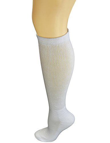 Yomandamor Women's Non-Binding Cotton Knee-Hi Diabetic Socks Boot Socks With Cushion Sole And Seamless Toe,4 Pairs L Size #TOP4