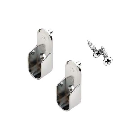 End Support for Oval Closet Rod - 5mm pins - Chrome Cover