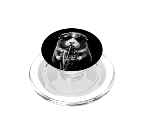 Cochon d'Inde Amusant Buvant du café glacé PopSockets PopGrip pour MagSafe