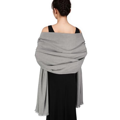 Pashmina de soirée et mariages grand châle chaud hiver gris L