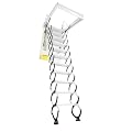 Attic Ceiling Ladder, 11-Step Pull Down Attic Stairs, Hidden Ceiling-Mounted Retractable Attic Stair,9.84ft Attic Ladder Telescopic Ladder,661lbs Capacity Folding Stairs (Black White)