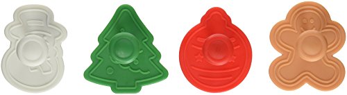 R&M International 0 Christmas 2" Pastry/Cookie/Fondant Stampers, Tree, Snowman, Gingerbread Boy, Ornament, 4-Piece Set #TOP26