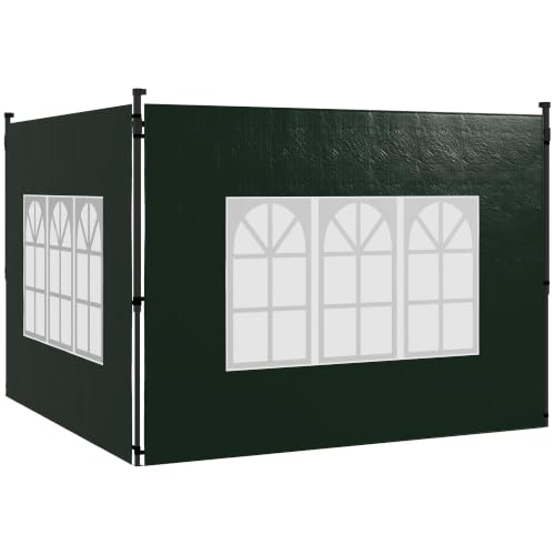 Image of Outsunny Gazebo Side Panels with Window for 3x3(m) or 3x6m Gazebo, Green