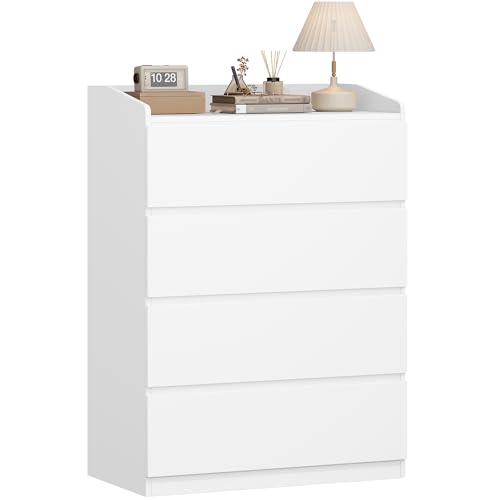 Hzuaneri Commode, Commode à 4 Tiroirs, Meuble de Rangement, Casier avec Rambarde Supérieure, Style Moderne, Convient pour Le Salon et la Chambre, 40 x 70 x...