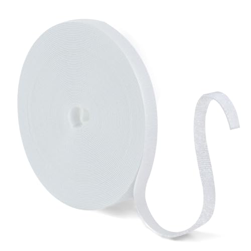Image of NUTKIT 5M Fastening Tape Hook and Loop Cable Ties, 10mm Cable Ties(White)