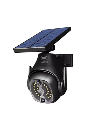 Vistrix Solar Security Lights Outdoor Motion Sensor, Solar Powered Dummy CCTV Camera Deter Intruders, LED Outdoor Lights with PIR Sensor, Powerful Floodlight Bulbs, IP65 Waterproof