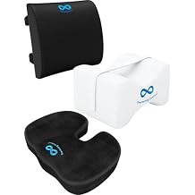 Everlasting Comfort Seat and Back Cushion, Knee Pillow Bundle - Enhance Sleep and Office Comfort - Relieve Back Pain, Tailbone Pain, Knee, Foot and Leg Pain