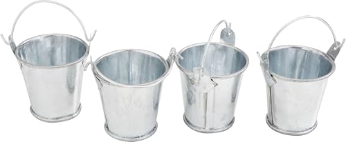 VBS Seau en zinc miniature, 4 pièces, mini seau métallique pour le bricolage, hauteur 3,5 cm, décoration pour les projets DIY, utilisation polyvalente