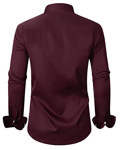 Alimens & Gentle Men's Dress Shirts Long Sleeve Stretch Wrinkle-Free Business Casual Collar Contrast Button Down Shirt4