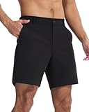 SNOWTEN Men's Golf Shorts 7in Upgraded Soft Skin Friendly Breathable Quick Dry Easy Move Water Repellent Pocket Storage Hidden Pocket 3 Pockets Work Weekend Basic Black 32