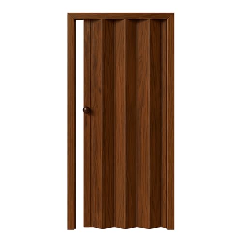 ESTO Porta a Soffietto con Serratura Chiave da Interno 84 x 215 cm Misura, Economy e Premium quality, Porta Scorrevole 6 Colori diversi Bianco, Noce, Ciliegio, Legno Scuro (Noce Venato)