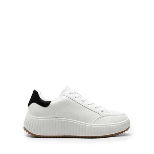 Image of DREAM PAIRS Women Platform Chunky Lightweight Comfortable Casual Faux Leather Lace Up Dee Walking Fashion Sneakers